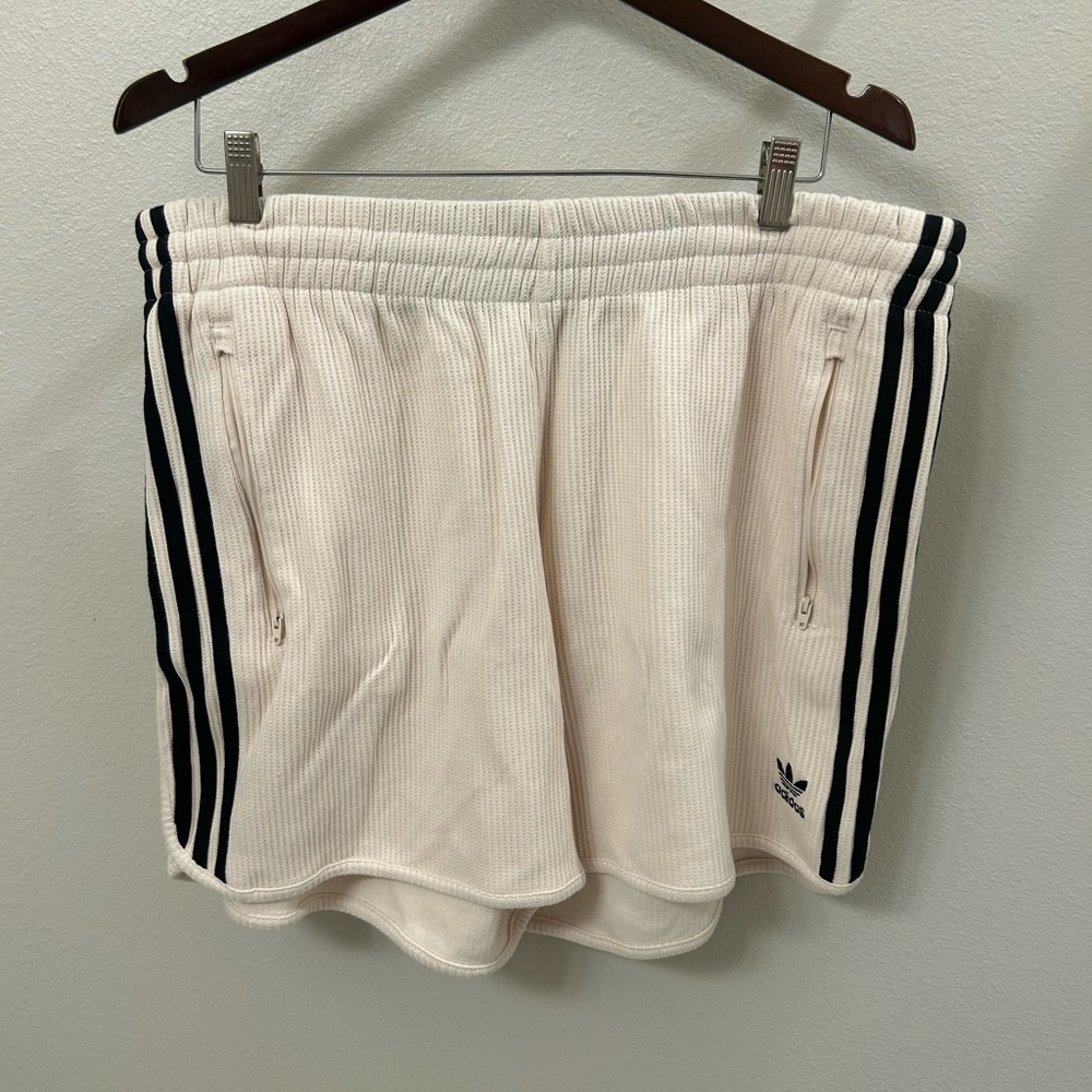 Adidas Women's Athletic Shorts in Cream with Black Accents